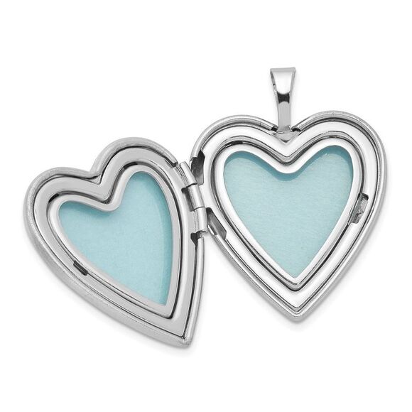 20mm Satin and Polished Diamond Heart Locket in Sterling Silver - Picture 4 of 6